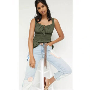 Anthropologie Eri + Ali Smoked Peplum Top